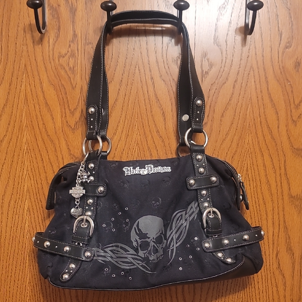 Harley-Davidson Black and Gray Women's Shoulder Bag